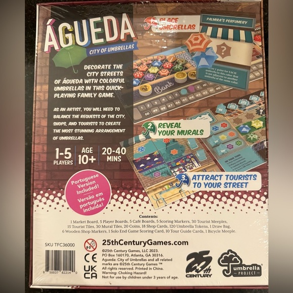 NWT Águeda: City of Umbrellas, Strategy Board Game for 1 to 5 Players Ages 10+ - Picture 2 of 9